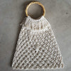 Natural Woven Cotton Macrame Bag With Bamboo Handles - Canggu & Co