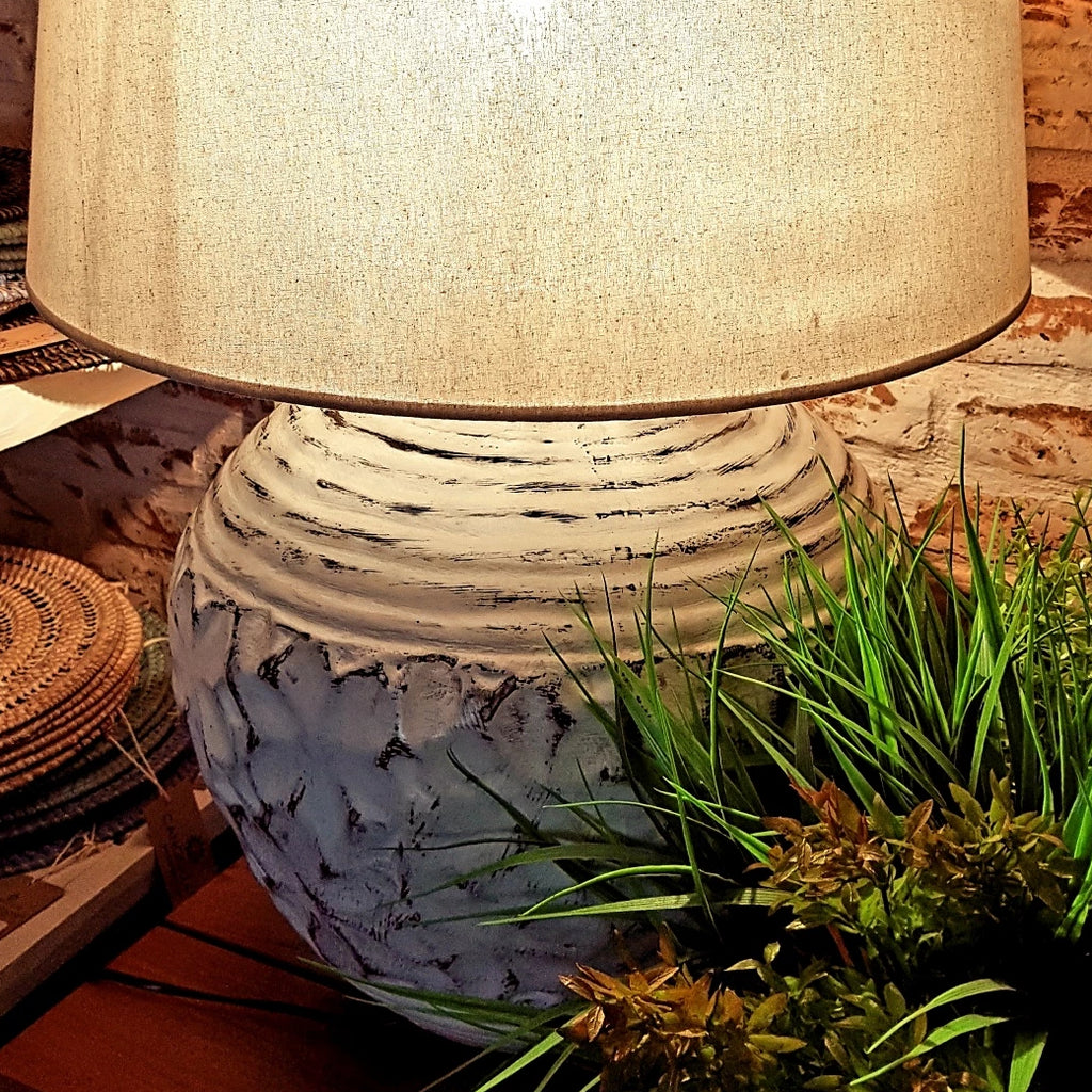 Whitewashed concrete effect table lamp hot sale