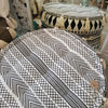 Round Aztec Pattern Linen Cotton Pouff With Tassels - Canggu & Co