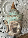 Antique Gold & Green Wooden Buddha Head - Canggu & Co