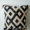 Diandra Black & Natural Diamond Pattern Printed Cushion With Fringe