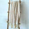 Loose Weave Very Soft Natural Raw Cotton Throw With Tassels or Pompoms