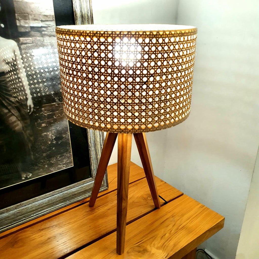 Natural Woven Bamboo Shade Table Lamp Canggu & Co