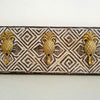 Pineapple Brass Hooks On Carved Wooden Panel