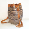 Natural Woven Bamboo Shoulder Bag With Ethnic Motif