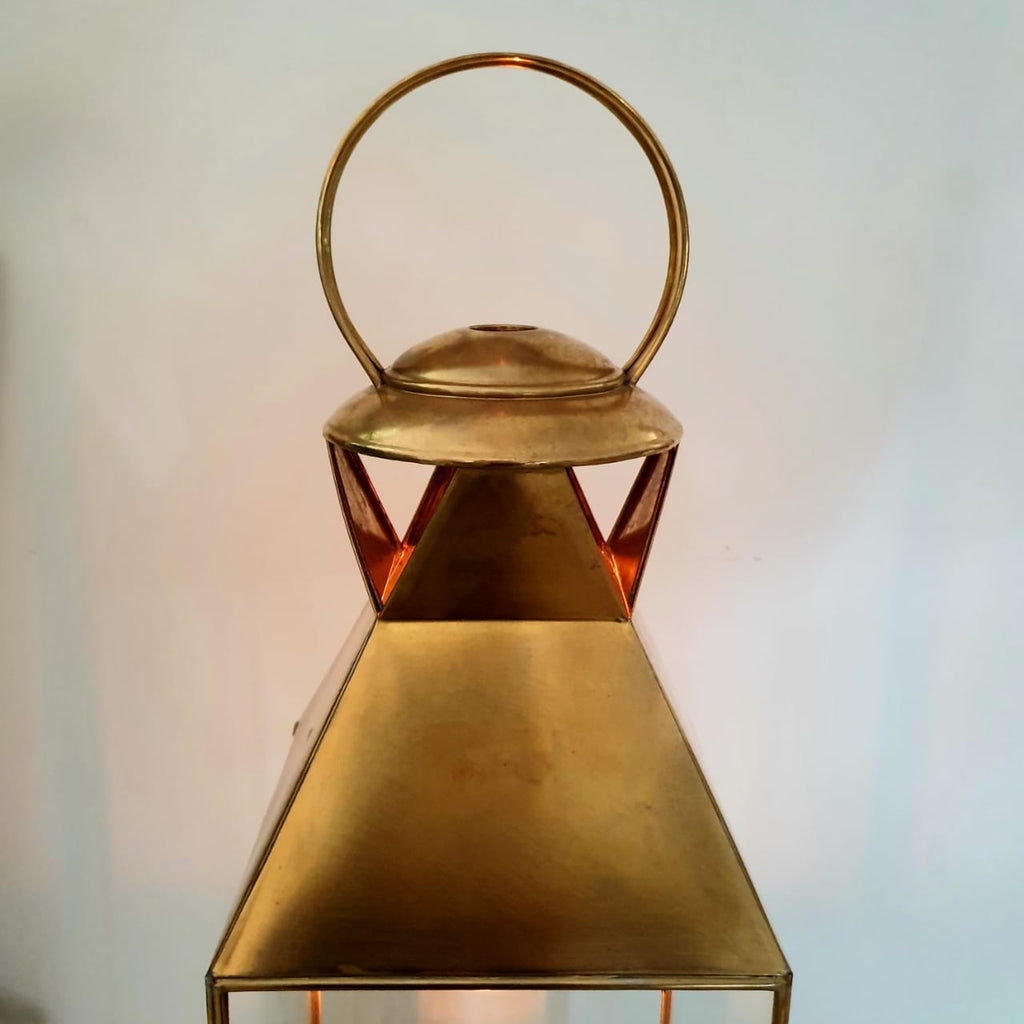 Large Golden Brass Lantern Style Candle Holder Canggu & Co
