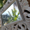 Whitewashed Carved Wooden Table Mirror - Canggu & Co