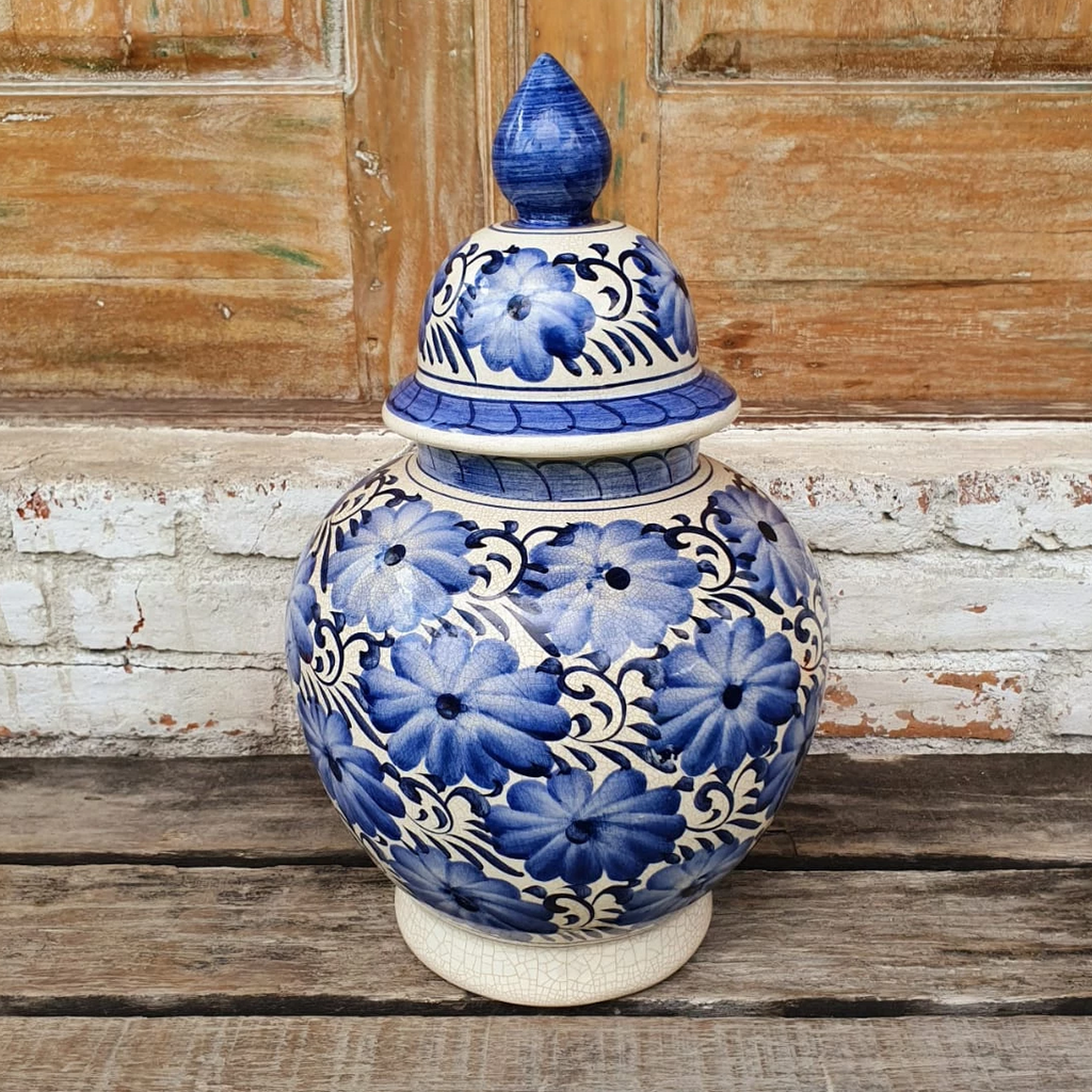 Glazed Blue Pottery Bell Vase With Lid – Canggu & Co