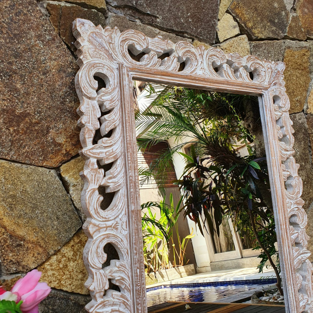 Large Antique Ornate Carved Wooden Mirror – Canggu & Co