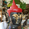 Antique Black & Red Wooden Buddha Head Wooden