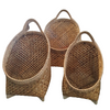 Set 3 Oval Whitewash Bamboo Basket