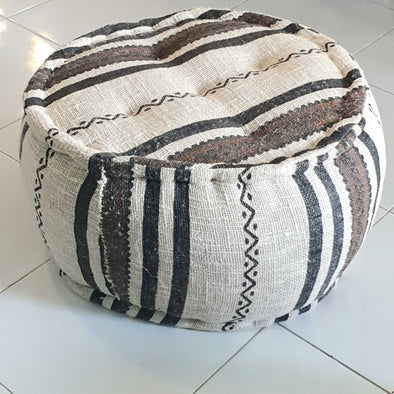 Tribal Pattern Pouff With Tassels (Square)