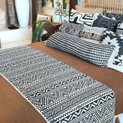 Black & White Tribal Print Pattern Bed Runner