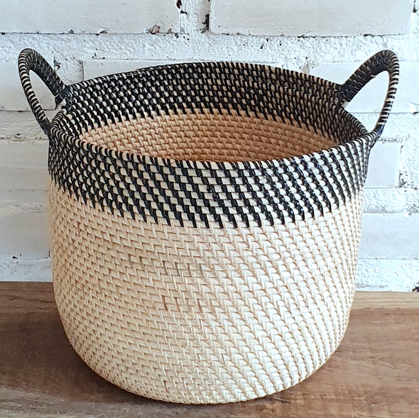 Natural & Black Rattan Basket (W)