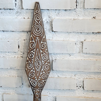 Tribal Carved Wooden Canoe Paddle with String