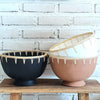 Pottery Bowl With Rattan Woven Rim