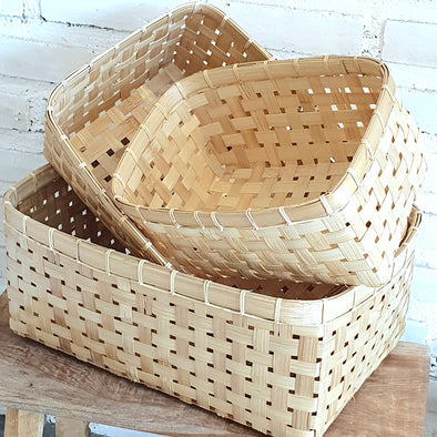 Rectangle Natural Color Bamboo Basket Set