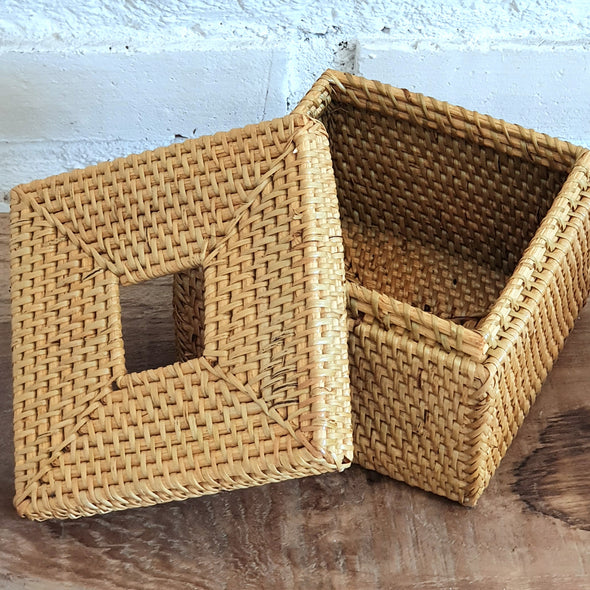 Square Rattan Tissue Box
