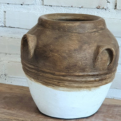 Brown & White Pottery Pot
