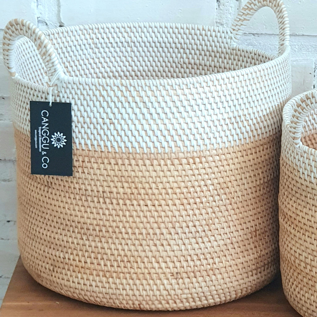 Natural & White Rattan Basket Set – Canggu & Co