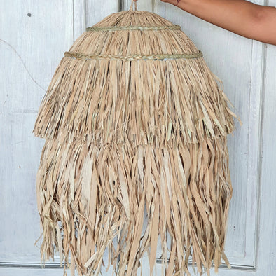 Tube Straw Grass Ceiling Lamp With Long Fringe