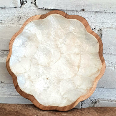 Wooden Plate with Seashell Coating