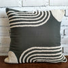 Embroided Cotton Cushion with Piping