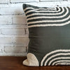 Embroided Cotton Cushion with Piping