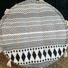 Aztec Pattern Cotton Linen Zippered Pouff With Tassels (Round)