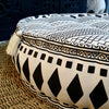 Aztec Pattern Cotton Linen Zippered Pouff With Tassels (Round)