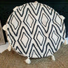 Diamond Raw Cotton Pouff With Tassels (Natural Round)