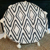 Diamond Raw Cotton Pouff With Tassels (Natural Round)