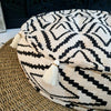 Diamond Raw Cotton Pouff With Tassels (Natural Round)