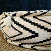 Diamond Raw Cotton Pouff With Tassels (Natural Round)