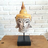 Antique Wooden Buddha Head (Yellow & Natural)