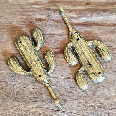 Gold Brass Cactus Hanging Hooks