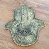 Brass Decorative Plate Featuring Large Hand Fatimah Motif (W)