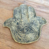 Brass Decorative Plate Featuring Large Hand Fatimah Motif (W)