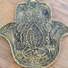 Brass Decorative Plate Featuring Large Hand Fatimah Motif (W)