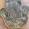 Brass Decorative Plate Featuring Large Hand Fatimah Motif (W)