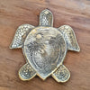 Brass Decorative Plate Featuring Turtle with Carved Sea View Motif