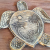 Brass Decorative Plate Featuring Turtle with Carved Sea View Motif