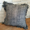 Charcoal Gray Colored Raw Cotton Cushions With Fringe