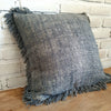 Charcoal Gray Colored Raw Cotton Cushions With Fringe