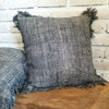 Charcoal Gray Colored Raw Cotton Cushions With Fringe