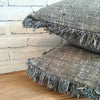 Charcoal Gray Colored Raw Cotton Cushions With Fringe