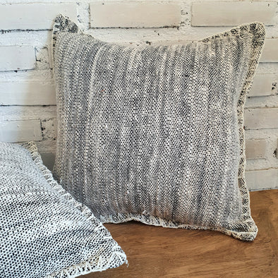 Natural & Black Raw Cotton Mix Calico Cushions