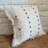 Black Cross Stitch Pattern Motif Cushion With Fringe