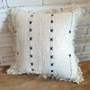 Black Cross Stitch Pattern Motif Cushion With Fringe