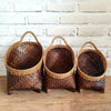 Set 3 Oval Whitewash Bamboo Basket